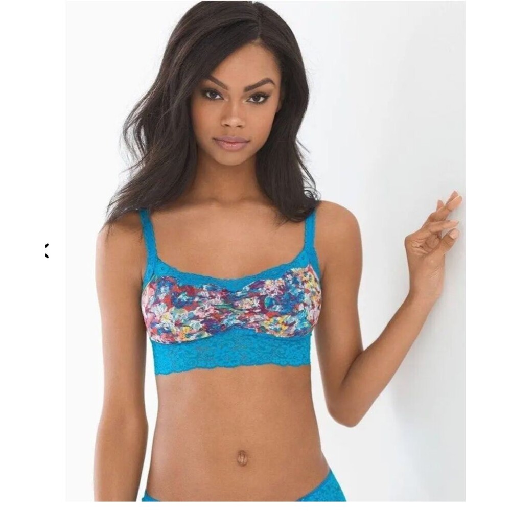Soma Lace Wireless Bralette S Small Blue Floral Print Boho Cami Bra 570146039